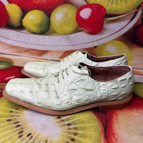 Giorgio Brutini Mens Size 11M Light Green Crocodile Print Genuine Leather Oxford - Picture 2 of 10